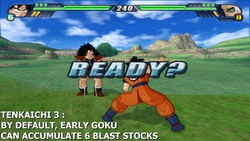 By default, Early Goku can accumulate 6 blast stocks during the matches.